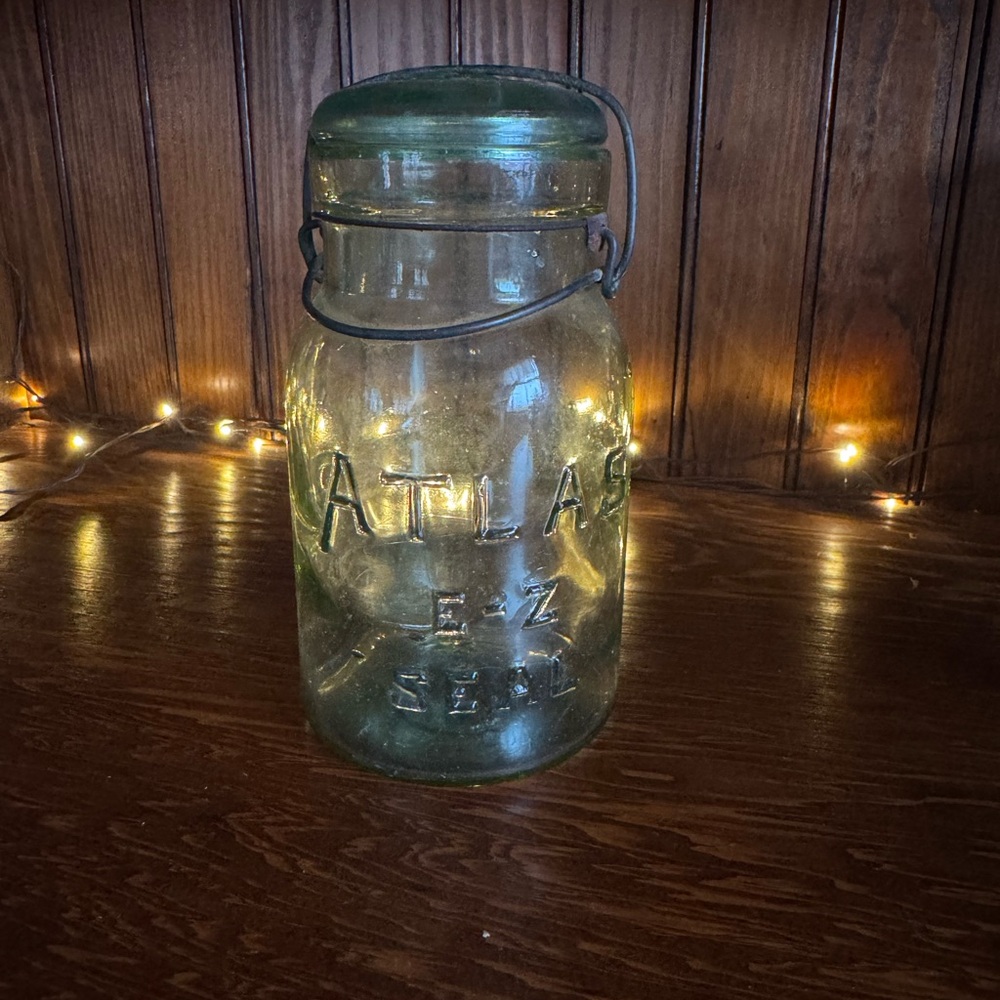 Vintage Atlas Green Glass Jar